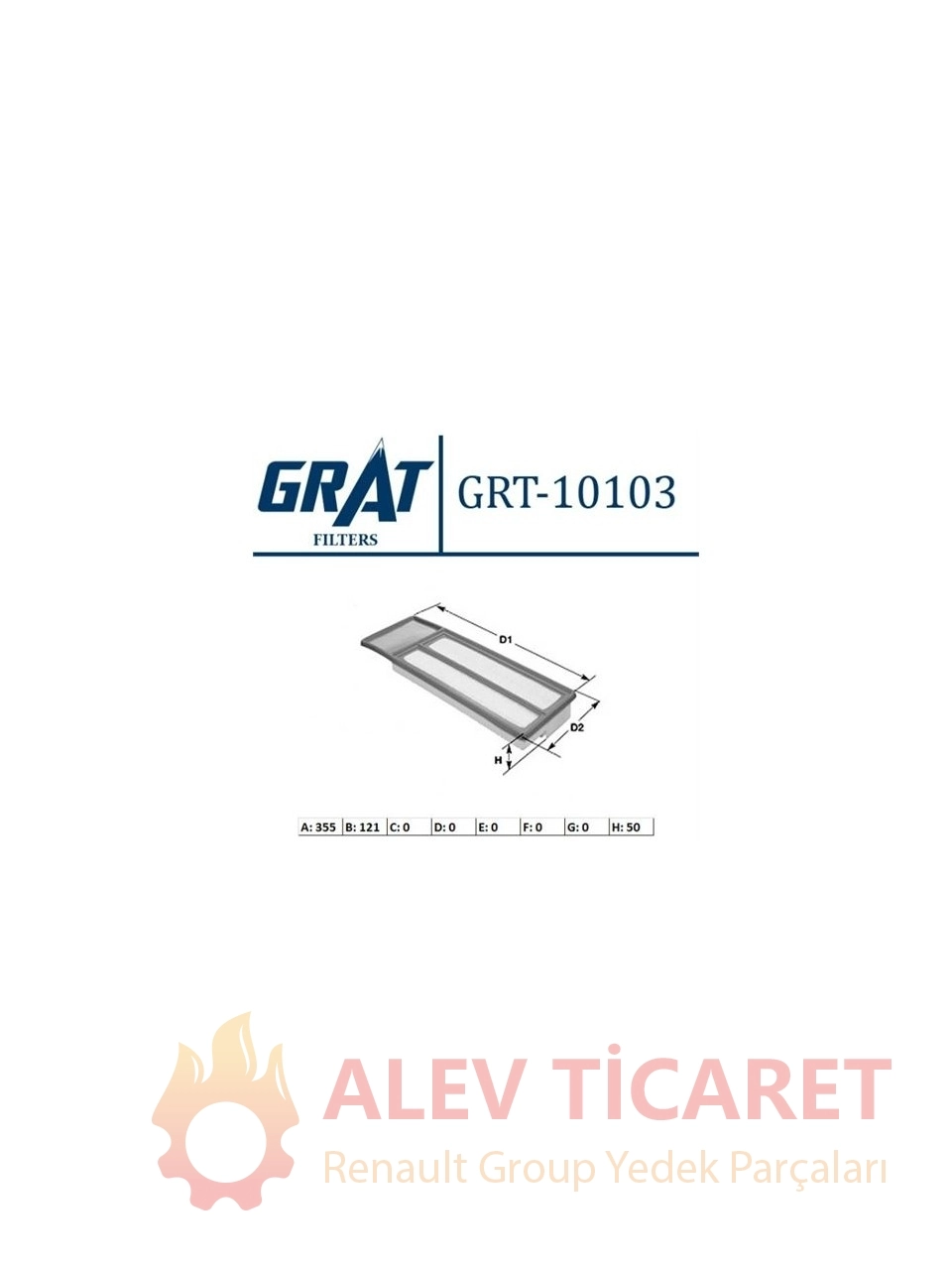 Grat GRT-10103 Hava Fıltresı Fıat: Doblo 1.3jtd-1.6jtd